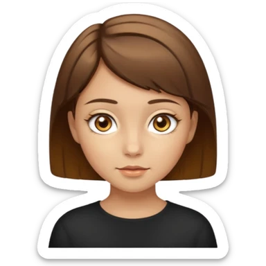 A young girl with short brown hair, her eyes should be hazel, her skin should look gold sticker