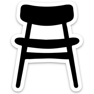 mid-century modern wooden chair, chocolate brown color, icon style sticker