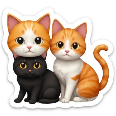 white cat and a black smaller cat and ginger short hair  sticker