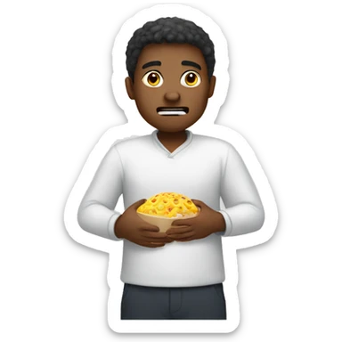 Person grabbing stomach from hunger sticker