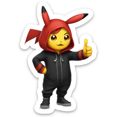 gothic red head in pikachu onesie thumb up sticker