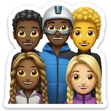 3 group of friends yellw ski sticker