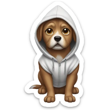 Dog wearing hoodie sticker