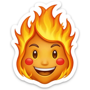 Make it look like a normal emoji just with burning head🙂🔥 more fake sticker
