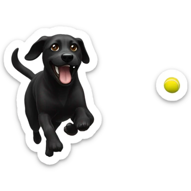 Black dog playing fetch sticker