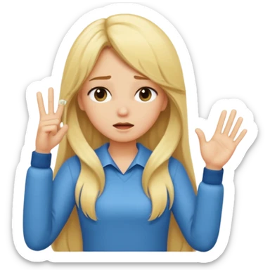 blonde cartoon girl long hair making time out gesture sticker