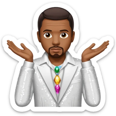 Keith Sweat, R&B Singer (b.1961) with dark brown hair, white sequin outfit sticker