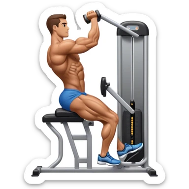 side-view bodybuilder using gym calf-raise machine sticker