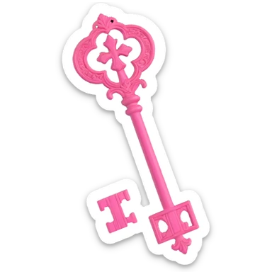 minimal 3D gothic key with pink accent, simple and vintage sticker