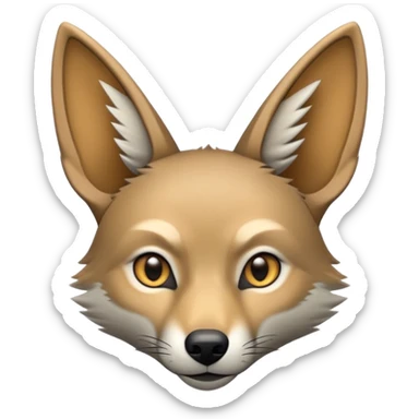 An emoji of a jackal, with a sleek, slender body and pointed ears. Its fur is a mix of tan and gray, with sharp, observant eyes. It has a cunning, alert expression, symbolizing intelligence and adaptability sticker