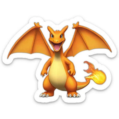 Charizard de face debout sur 2 pates féroce sticker