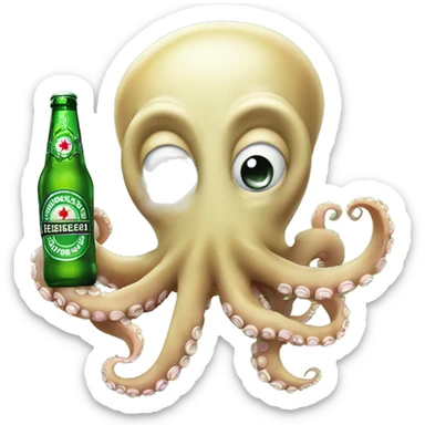 Octopus holding a Heineken beer sticker