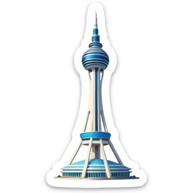 Cinematic Realistic N Seoul Tower Landmark Emoji, showcasing a futuristic tower with panoramic views rendered with sleek textures and vibrant, modern lighting. sticker