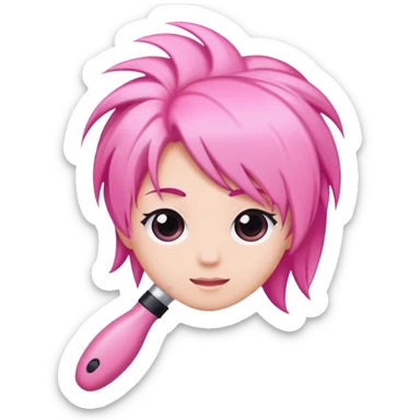 hair brush pink sticker