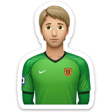 Edwin van der Sar as a football goalkeeper in a green goalkeeper kit sticker