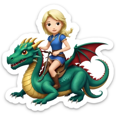 Girl on dragon  sticker