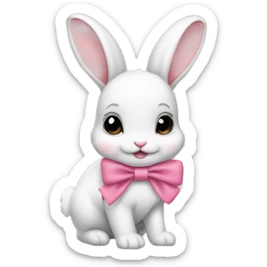 Baby bunny with coquette bow on ear sticker