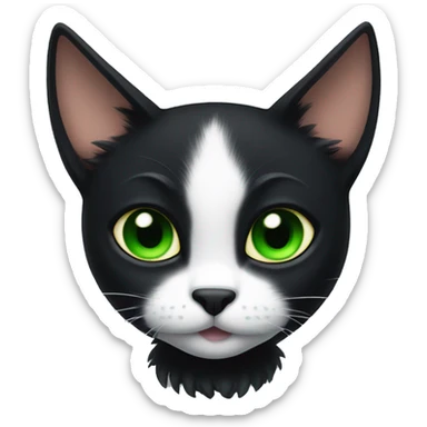 A black cat with black wings green eyes sticker