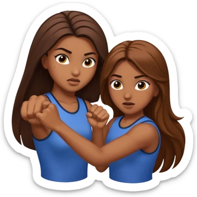 Brown long haired with long lashes girl punching another girl  sticker