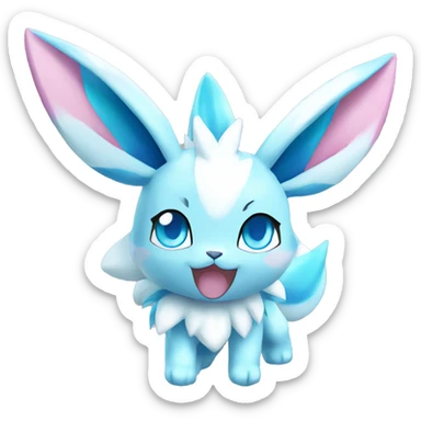 Shiny colorful Glaceon Sylveon Pokémon sticker