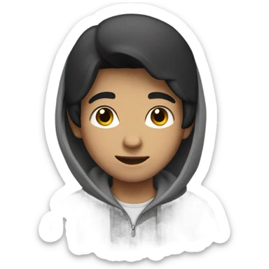 boy with black hair and gray hoodie sticker