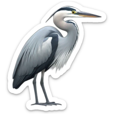 heron black and white sticker