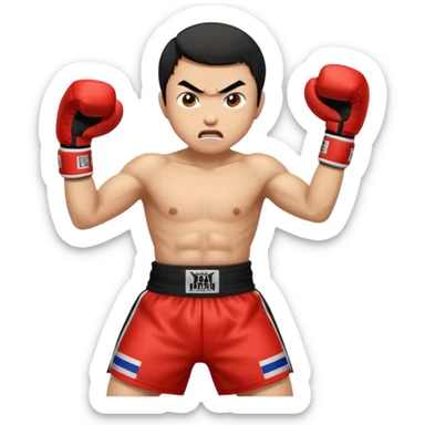 click that wong sze man face in thai boxing with angry face 20 times woman click woman sticker