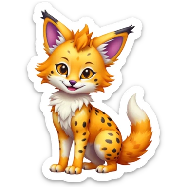 Cute Kawaii Epic Colorful Sergal-Serval-Vernid full body sticker