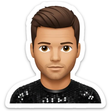Ricky Martin with black sequin outfit sticker