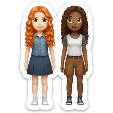 Best friends. A ginger and a brunette girl sticker