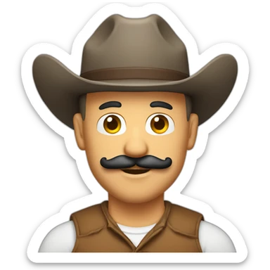 Bald tan Italian man with a Mario mustache and a cowboy hat sticker