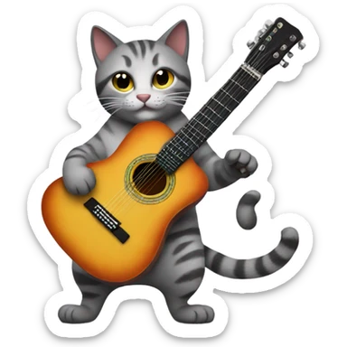 Cat playing guitar  sticker