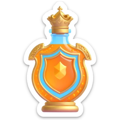 shield-shaped crystal elixir bottle, color #7986cb, 🛠 symbol, intricate gold filigree, magical sparkles, floating, seamless bottom, ultra-luxurious, modern, no shadow, collection style sticker