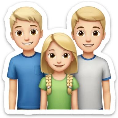 two teenage boys standing next to a 10-year-old girl, siblings sticker