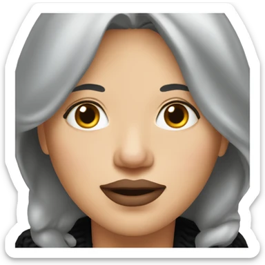 gray-haired woman in black sweater with plump lips, middle age sticker