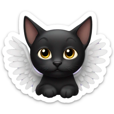 Black cat with angel wings sticker