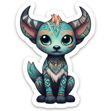 cute Kawaii edgy ethereal shy epic tribal fantasy animal fursona Fionbri creature by griffsnuff & LiLaiRa & Falvie with exotic colors with intricate patterns full body sticker