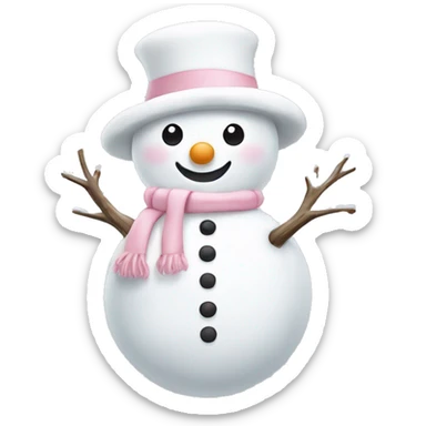 Cute white and light pink snowman sticker