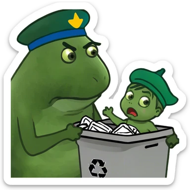  Mom mad throwing baby in trash bin sticker