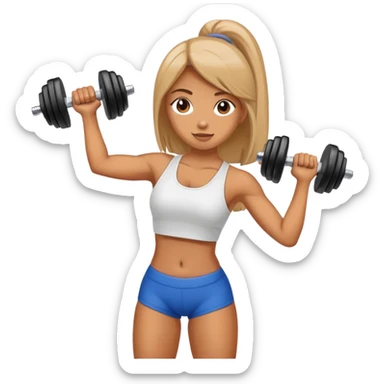 girl lifting a dumbbell sticker