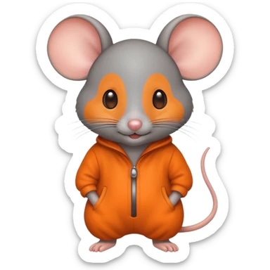a mouse Prison wear orange jumpsuit sticker