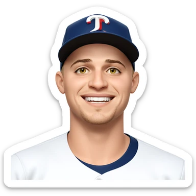 smiling boy in baseball cap sticker