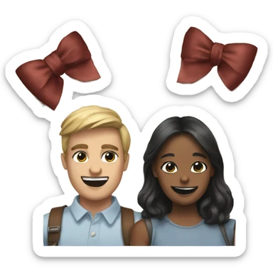 Polaroid Picture with 2 Friends and a Bow sticker