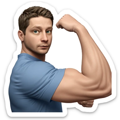 muscular guy in blue shirt sticker