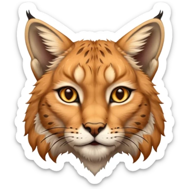 A high-resolution photo-realistic digital illustration of a majestic young lynx, chest upward A high-resolution, photo-realistic digital illustration of a majestic young Eurasian lynx, shown from the chest upward.  sticker