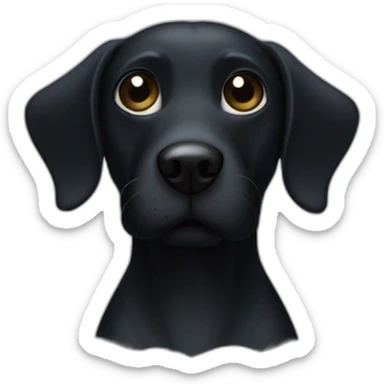 A black dog with a black muzzle with a white spot on his chest. With a long nose and floppy ears sticker