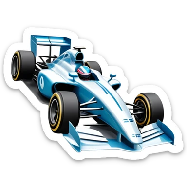 An icon showing a Formula 1 car racing down a track, with speed lines trailing behind. The design captures the intensity of high-speed racing, with sharp curves and bright track lights in the background. Transparent background highlights the action and excitement of racing. sticker