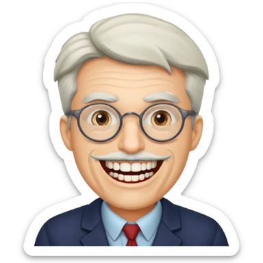 Crazy professor with crowded teeth sticker