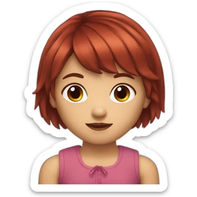A girl have dark red hair with bangs sticker