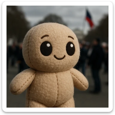 miniature huggable plush toy with big eyes and soft pillowy body sticker